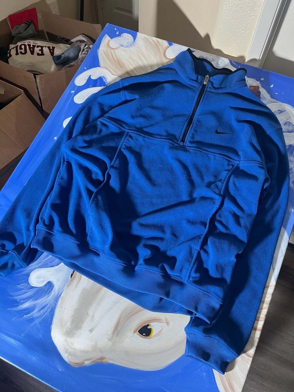 Nike Vintage Blue Fleece Quarter Zip Pullover Size XL